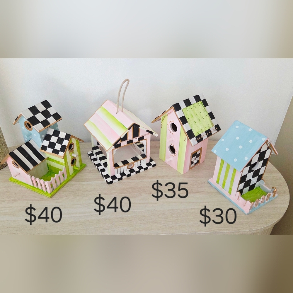 New! Hand- Painted, Checked,Colorful Birdhouse!